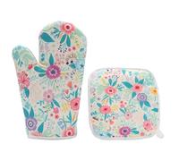 Nkmifeg Gants De Cuisine Et Protège-Poignées,Gants Résistants à la Chaleur Maniques - Kit Lavable De Maniques Et Tapis De Cuisine - pour Bol Four Micro-Ondes Maison Café Hôtel Boulangerie