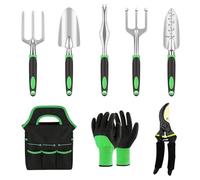 Nkmifeg Lot de 8 outils de jardinage en acier inoxydable - Outils à main de jardin et accessoires - Pour désherber, ameublir, transplanter en plein air, intérieur et débutant