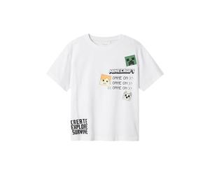 Nkmjafar Minecraft Nreg SS Top Box Bfu, Blanc éclatant., 122-128 cm