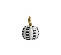 NKNLKS Ceramic Pumpkin Canister Set - Black & White Striped Crackle Glaze with Gold Stem, Hand-Painted Storage Jars (Tall 25.5cm + Short 19.5cm)