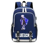 NKOPBYDA Blue Lo-ck Student USB backpack, large capacity backpack, lightweight school bag suitable for teenage boys and girls ，Plein(Blue)