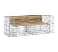 NKOPPFG Banc de jardin Gabions 184 x 71 x 65,5 cm Bois de pin imprégné | Acier galvanisé, rempli de pierres, lot de 2, 110 kg par siège
