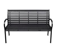 NKOPPFG Banc de jardin noir 116 cm acier et WPC | Résistant aux intempéries, robuste, assise confortable, instructions de montage incluses (français non garanti)