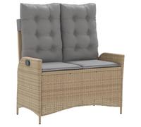 NKOPPFG Banc de jardin réglable avec coussin en rotin synthétique beige | Fauteuil en rotin PE, dossier réglable, housses amovibles et lavables, cadre en acier revêtu par pulvérisation