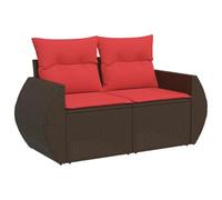 NKOPPFG Canapé de jardin 2 places en rotin synthétique marron avec coussins | Design modulaire, housses amovibles et lavables, résistantes aux intempéries, faciles d'entretien