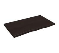 NKOPPFG Plateau de table en chêne massif marron foncé 100 x 60 cm | Traitée avec une lasure foncée, fabriquée à la main avec un bord naturel, peut être combinée de manière polyvalente