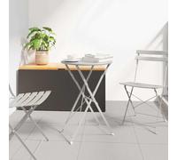 NKOPPFG Table de bistro pliable d'extérieur Ø 50 x 71 cm, table d'appoint pliable en acier revêtu par pulvérisation beige, table de bistro ronde pour jardin et terrasse, pieds pliables pour faciliter