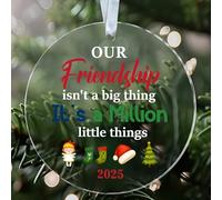 NKPDesigns Our Friendship A Million Little Things 2025 - Jolie décoration de Noël ronde en acrylique avec symboles de vacances - Cadeau pour meilleurs amis ou collègues de travail