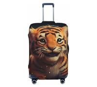 NKQSOAUH Housse de bagage élastique lavable Housse de valise anti-poussière Protection personnalisée Tigre mignon en arrière-plan feux d'artifice Housses de bagages de voyage pour 45,7 à 81,3 cm, Noir