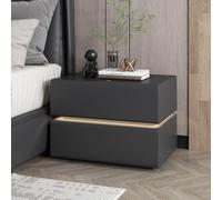 NKSTRWR Table De Chevet avec Capteur Lumineux LED, Moderne Table De Chevet en Bois Massif Intelligente avec 2 Tiroirs, Lumière À Intensité Variable 3 Couleurs(Da-rk Gray-2,40cm/15.7in)