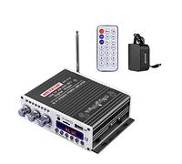 NKTECH 3A Power Adapter HY-V10 FM/MP3/USB/TF/DVD Audio Speaker Car Bluetooth Digital Amplificateur Hi-FI Bass 2 Canal DSP 2X 20W RMS Player Noir et Télécommande
