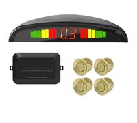 NKURTPC Capteurs de Stationnement Kit de capteurs de stationnement pour Voiture, 4 capteurs, Affichage rétroéclairé de 22mm, système de Surveillance Radar de recul, 12V Parking Radar d'Alerte(Gold)