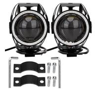 NKURTPC Projecteurs de phares de moto Phares LED moto Angel Eyes 125W 2 pièces/ensemble Moto Projecteur Avant Antibrouillards Longue por(Blue light)