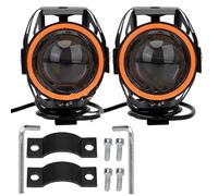 NKURTPC Projecteurs de phares de moto Phares LED moto Angel Eyes 125W 2 pièces/ensemble Moto Projecteur Avant Antibrouillards Longue por(Red light)