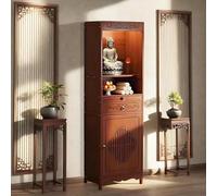 NKWVHI Meditation Altar Table - Buddhist Altar Cabinet with Drawers & Storage, Chinese Cabinet Pedestal Offering Table, Personal Shrine for Home Worship, Sturdy Religious Furniture (38cm)