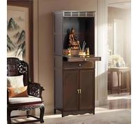 NKWVHI Table D'Autel en Bambou avec Porte De Rangement, Armoire D'Autel De PrièRe Bouddhiste, Table De MéDitation Bouddhiste pour Salon (Dark Brown, 50 * 37 * 172cm)