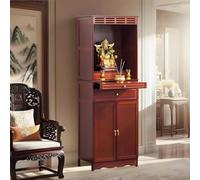 NKWVHI Table D'Autel en Bambou avec Porte De Rangement, Armoire D'Autel De PrièRe Bouddhiste, Table De MéDitation Bouddhiste pour Salon (Reddish Brown, 50 * 37 * 172cm)
