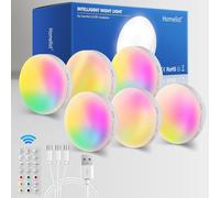 Nl4 Lot De 6 Éclairages De Vitrine Led Avec Télécommande, Rechargeable Veilleuse Rgb Avec Détecteur De Mouvement, Éclairage D'escalier, Sans Fil Pour Cuisine, Chambre À Coucher, Salle De Bain