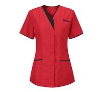 Nlaayong Blouse Médicale Femme Manches Courtes Col V - Tunique de Travail Infirmière Grande Taille, Vêtements de Travail et Uniformes Tenue Medicale Femme pour Clinique,Pharmacie,Hôpital et Cabinet