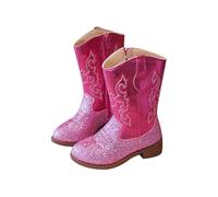 Nlaayong Bottes et Bottines Fille - Bottes Western Cowgirl Cowboy pour Filles, Chaussures d'équitation mi-Mollet pour Petit Enfant/Grand Enfant