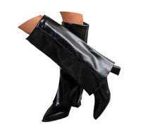 Nlaayong Chaussure Femme Bottes Femme Botte Mollet Large Chaussure Hiver Cavalieres Chaussures Pieds Larges et Boots Fourrées Equitation de Randonnée Talon Caoutchouc Chaudes Cuir Bottines Haute