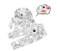 Nlaayong Ensemble De VêTements De Maison Peints à La Main pour Enfants Pyjama à Colorier pour GarçOn Et Fille