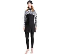 Nlaayong Maillots de bain Burkini grande taille pour femme avec hijab couverture complète fermeture éclair imprimé musulmane islamique modeste Burkini Femme