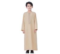 Nlaayong Qamis Enfant Garcon de Ramadan Djellaba Enfant Garçon Priere Islamique Qamis Manches Courtes Robe de Priere Dubai Robe Musulmane Marocaine Djellaba Caftan Jilbab Abaya