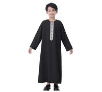 Nlaayong Qamis Enfant Garcon de Ramadan Djellaba Enfant Garçon Priere Islamique Qamis Manches Courtes Robe de Priere Dubai Robe Musulmane Marocaine Djellaba Caftan Jilbab Abaya