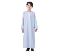 Nlaayong Qamis Enfant Garcon de Ramadan Djellaba Enfant Garçon Priere Islamique Qamis Manches Courtes Robe de Priere Dubai Robe Musulmane Marocaine Djellaba Caftan Jilbab Abaya