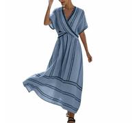 Nlaayong Robe Ete Femme Mi Longue Fluide en Lin Coton Qui Cache Le Ventre Tunique Grande Taille Robes Femmes D Été Gaze De Chic Et Elegant Courte Trapeze Plage Boheme Chemise