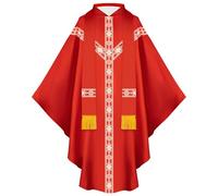 Nlaayong Robes de Clergé pour Hommes Chasuble Prêtre Vêtement Catholique Tenue d'Église Père Pape Messe avec Étole à Glands