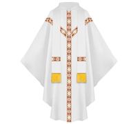 Nlaayong Robes de Clergé pour Hommes Chasuble Prêtre Vêtement Catholique Tenue d'Église Père Pape Messe avec Étole à Glands