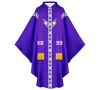 Nlaayong Robes de Clergé pour Hommes Chasuble Prêtre Vêtement Catholique Tenue d'Église Père Pape Messe avec Étole à Glands
