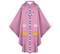 Nlaayong Robes de Clergé pour Hommes Chasuble Prêtre Vêtement Catholique Tenue d'Église Père Pape Messe avec Étole à Glands
