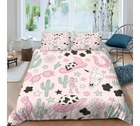 NLAESGHOG Cowboy Hats Housse de Couette Microfibre Hypoallergique 3 pièces 3D Imprimée Résistante Rétro Western Motif Ensemble De Literie avec 2 Taies d'oreiller Léger for Enfant Double（200x200cm）