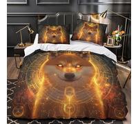 NLAESGHOG Renard Mystique 3D Imprimé Housse de Couette 3 pièces Microfibre Anti-Tache Fantaisie numérique Drap de Couette 2 taies Respirant Enfants Adolescents Double（200x200cm）