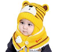 NLAND Chapeau Echarpe Enfant Hiver Bébé Bonnet Tricoté Chaud Chapeaux pour Filles Garçons 6-24 Mois(Jaune,Taille Unique)