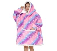 NLAND Sweat à Capuche en Polaire pour Femme Pull Plaid Hiver Chaud(Arc-en-ciel)