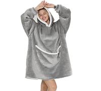 NLAND Sweat à Capuche Polaire Femme Pull Plaid Hiver Chaud(Gris Clair)