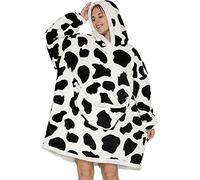 NLAND Sweat à Capuche Polaire Femme Pull Plaid Hiver Chaud(Motif Vache)