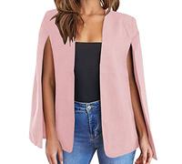 NLAVW Femmes Cape Blazer Split Manches Ouvert Avant Solide Élégant Business Veste Workwear Bureau Professionnel,Rose,XXL