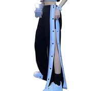 NLAVW Pantalon de Sport pour Femme Taille Haute Pantalon Long Jogging rayé sur Le côté Bouton Pression Pantalon de survêtement Pantalon Large Pantalon de survêtement avec Poches,Blanc,M