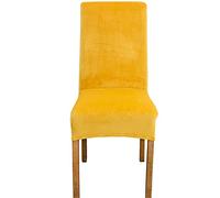 NLCYYQ Lot de 2 housses de chaise XL en velours pour chaise à dossier haut - Épais - Pour mariage, banquet, fête - Jaune
