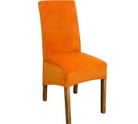 NLCYYQ Lot de 4 housses de chaise XL en velours pour chaise à dossier haut - Housses de protection épaisses pour chaises de mariage, banquet - Orange