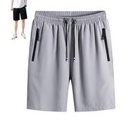 NLIADVY Short Extensible en Soie glacée Grande Taille pour Hommes, Short de Sport à séchage Rapide, Pantalon de Plage d'été (Gray,5XL)