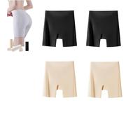 NLIADVY sous-vêtements Taille Haute en Soie glacée pour Femmes, avec contrôle du Ventre, Levage des Hanches, Pantalon de sécurité 2 en 1 Anti-Exposition (4PCS-c,L(40-55KG))