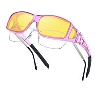 Nlieanuc Lunettes Conduite de Nuit Polarisées - Surlunettes de Soleil Verre Jaune Anti-éblouissement Lunette Vision Nocturne pour Homme Femme (Transparent Violet Jaune)