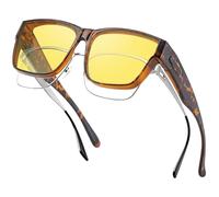 Nlieanuc Polarisées Surlunettes Conduite de Nuit - Surlunettes de Soleil Verre Jaune Anti-éblouissement Lunette Vision Nocturne pour Homme Femme (Léopard Marron Jaune)