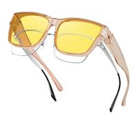 Nlieanuc Polarisées Surlunettes Conduite de Nuit - Surlunettes de Soleil Verre Jaune Anti-éblouissement Lunette Vision Nocturne pour Homme Femme (Transparent Marron Jaune)